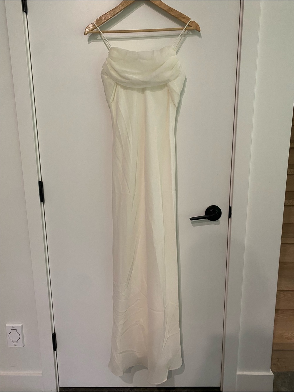 Elegant Ivory Slip gown with Draped Cowl Neck